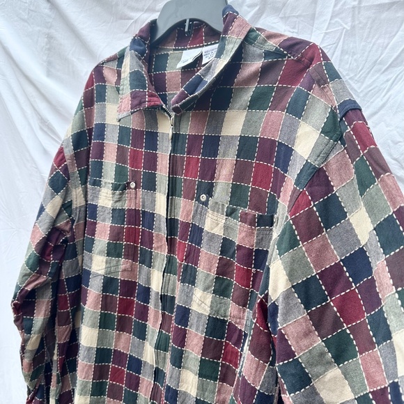 Oversized Work Wear Inspired Lightweight Plaid Jacket w Pockets 100% Cotton - Picture 2 of 6